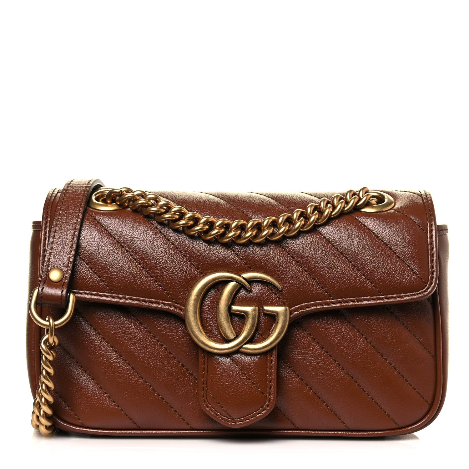 Gucci Azalea Calfskin Matelasse Diagonal Mini GG Marmont Shoulder Bag Cuir 1 of 12