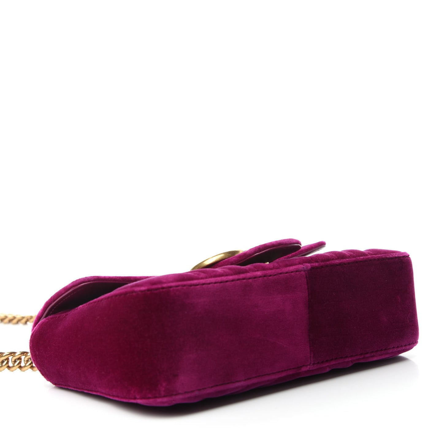 Velvet Matelasse Mini GG Marmont Shoulder Bag Fuchsia Violet Cyclamen