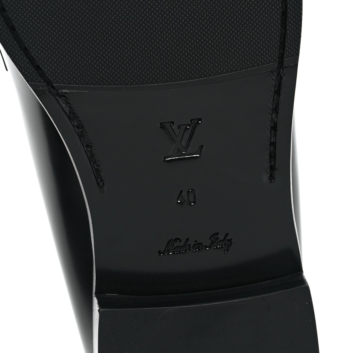 Glazed Calfskin Chess Flat Loafer 40 Black