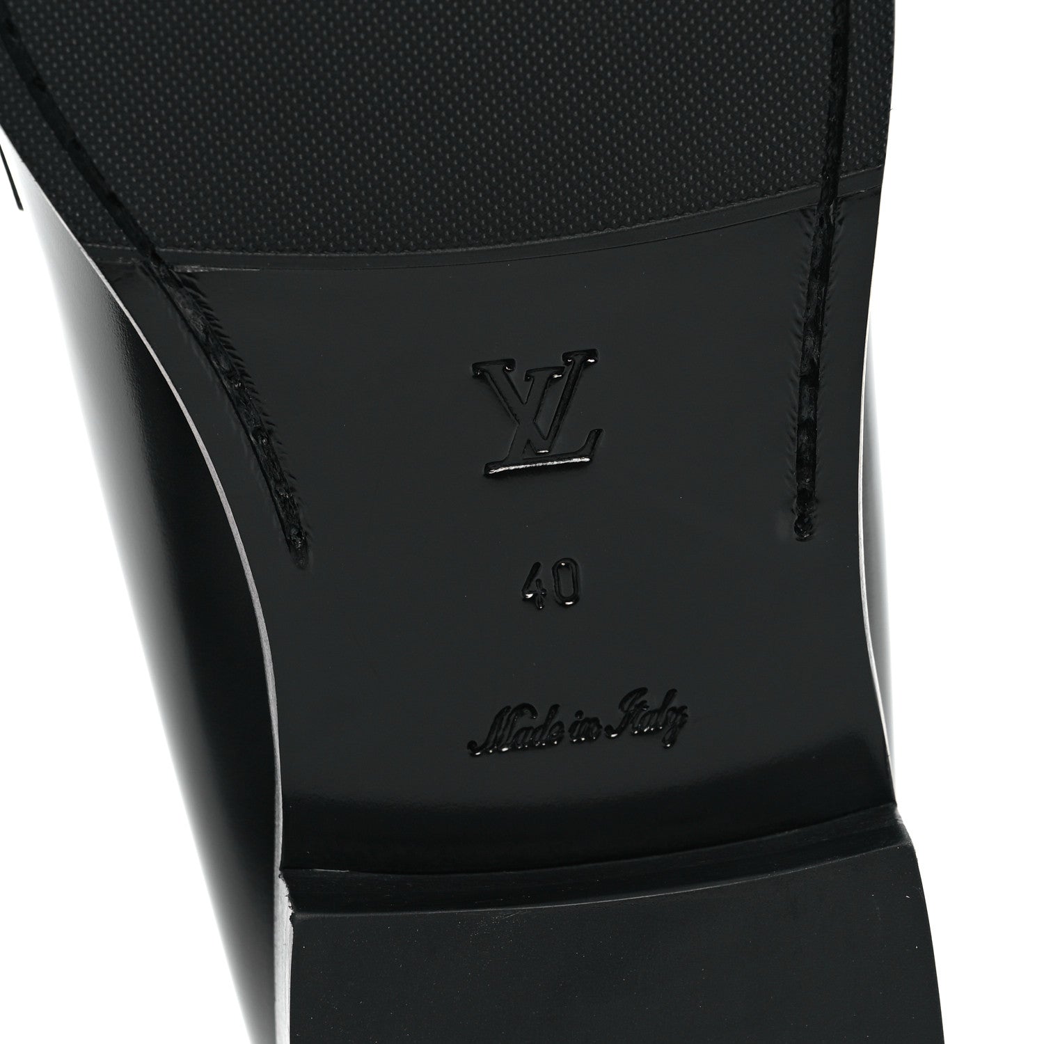Louis Vuitton Glazed Calfskin Chess Flat Loafer 40 Black 7 of 9