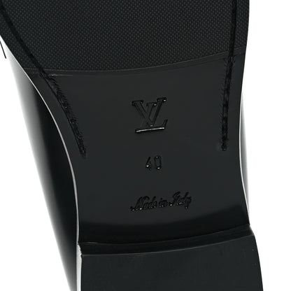 Louis Vuitton Glazed Calfskin Chess Flat Loafer 40 Black 7 of 9