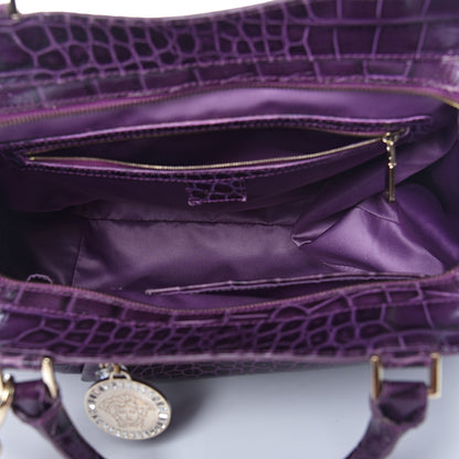 Versace Calfskin Crocodile Embossed Bag Purple 5 of 9
