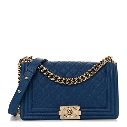 Chanel Caviar Quilted Medium Boy Flap Blue 1 of 10
