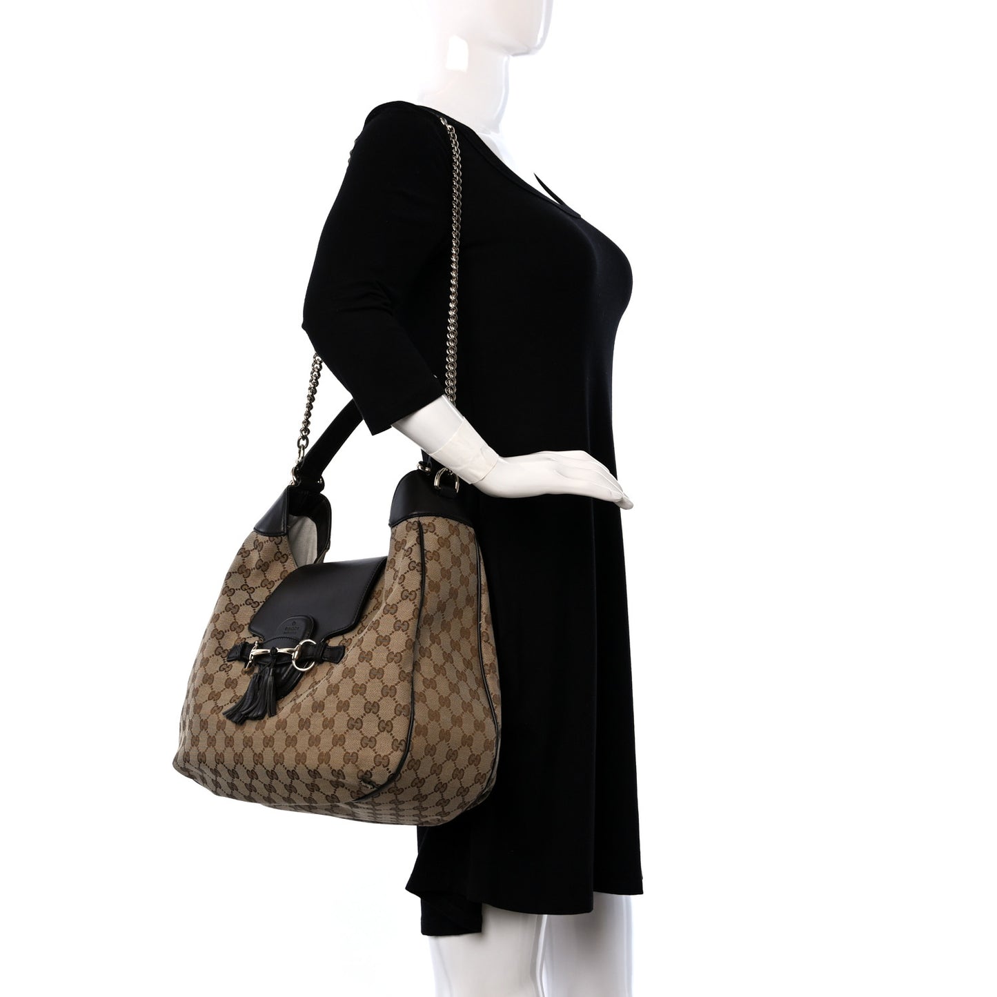 Monogram Margaux Calfskin Medium Emily Hobo Beige Ebony Cocoa