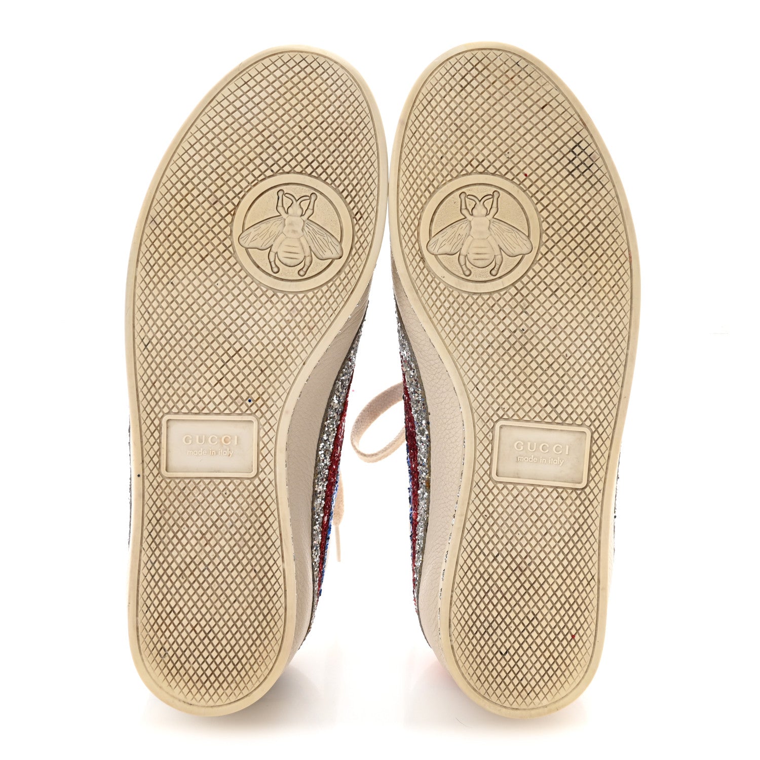 Gucci Calfskin Glitter Crystal Womens Sylvie Web Falacer Sneakers 38 White 6 of 14