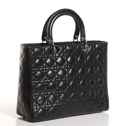 Christian Dior Lambskin Cannage Large Lady Dior Black 3 of 10