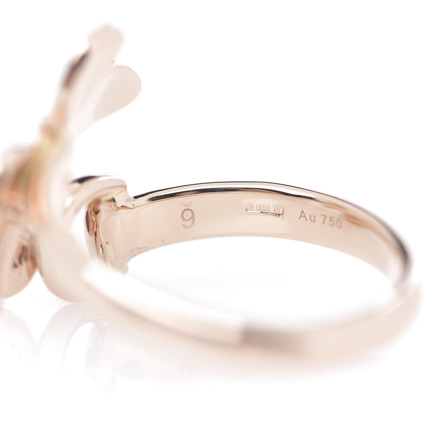 18K Rose Gold Enamel Flora Horsebit Ring 49 4.75