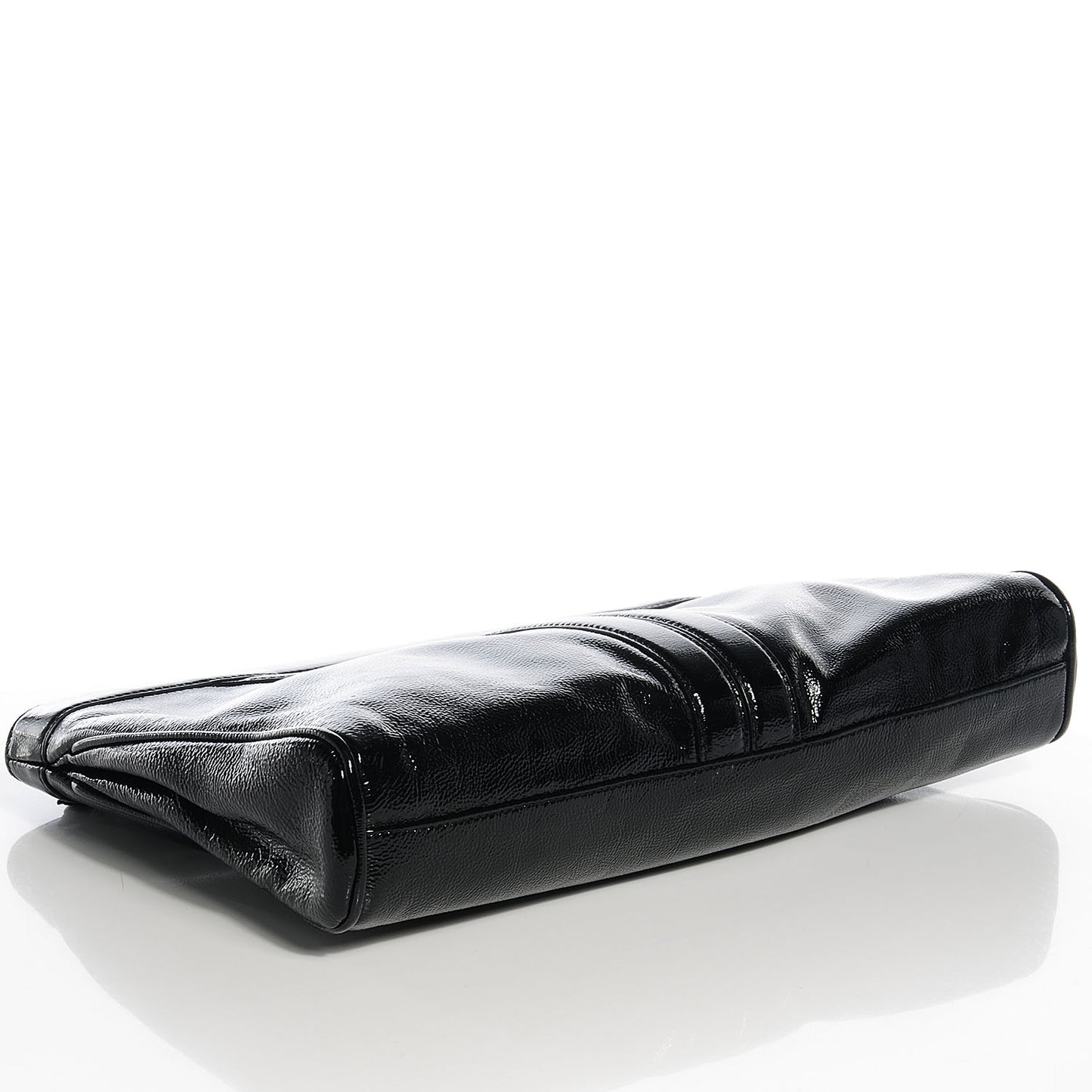 Patent Oversized Cocktail Clutch Black