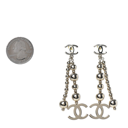Chanel Metal CC Bead Drop Earrings Gold 2 of 4