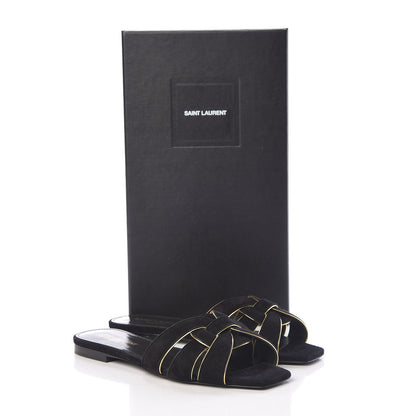 Saint Laurent Suede Tribute 05 Slide Sandals 36 Black 8 of 8