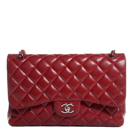 Chanel Caviar Quilted Jumbo Double Flap Red 1 of 9