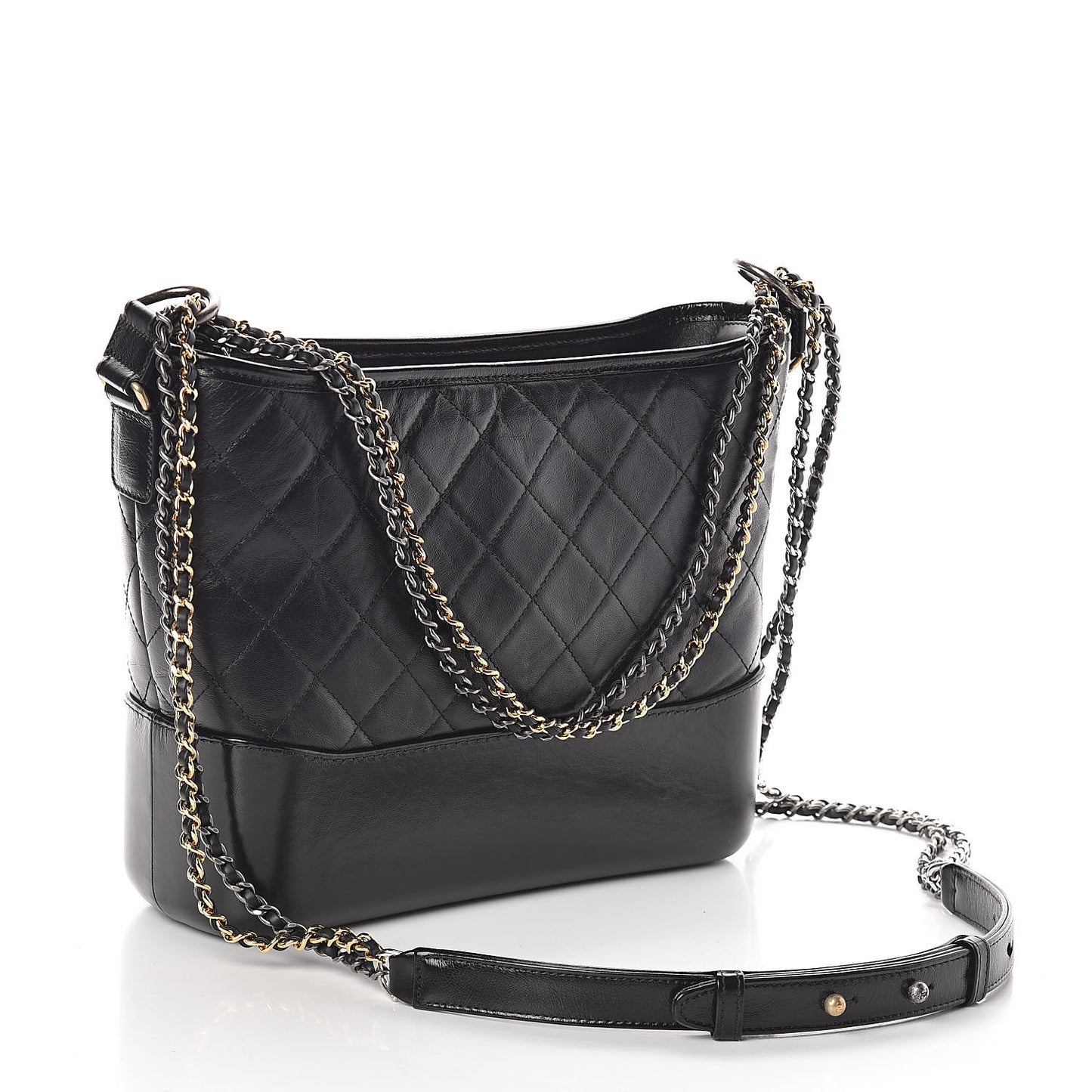 Aged Calfskin Quilted Medium Gabrielle Hobo Black