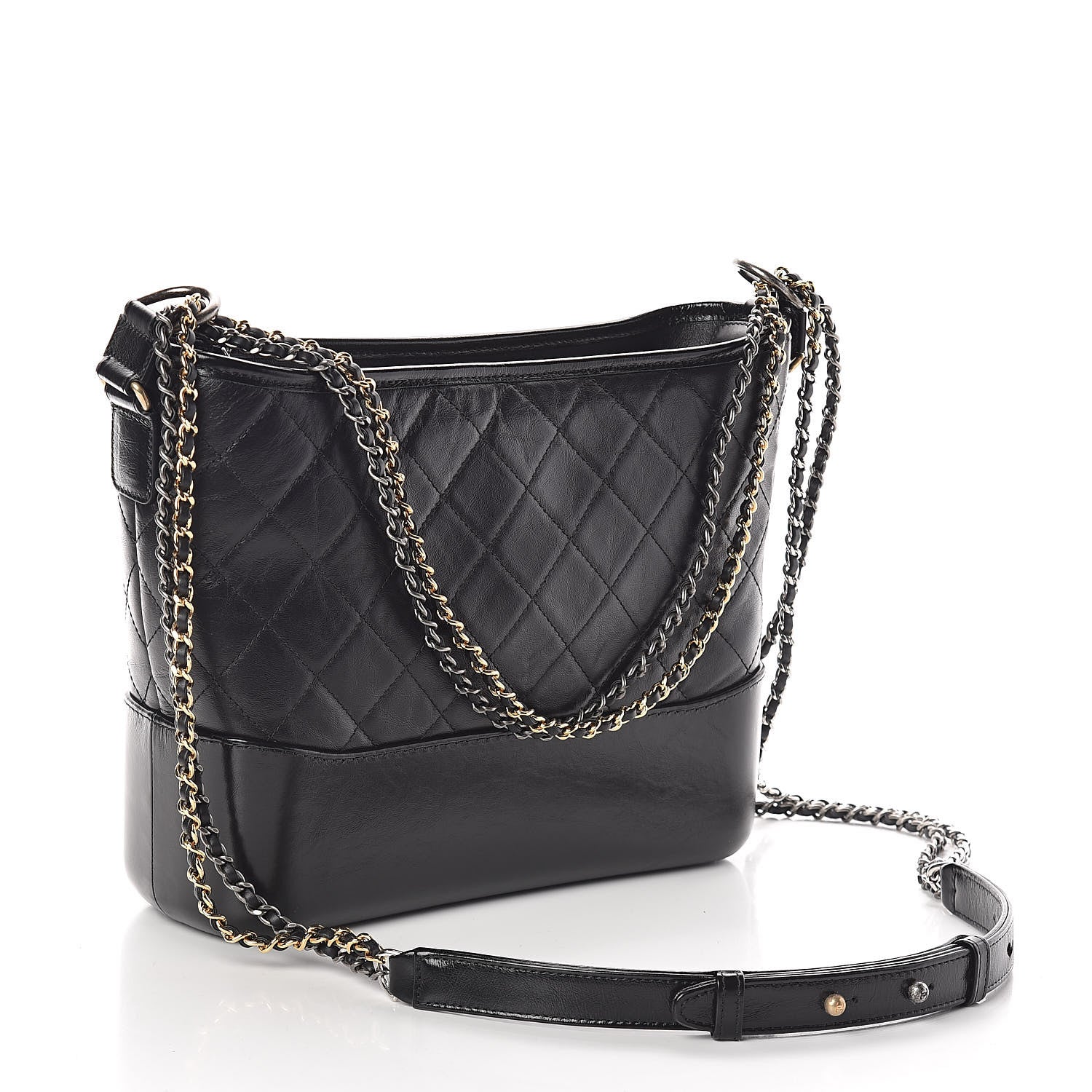 Chanel Aged Calfskin Quilted Medium Gabrielle Hobo Black 3 of 10