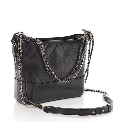 Chanel Aged Calfskin Quilted Medium Gabrielle Hobo Black 3 of 10