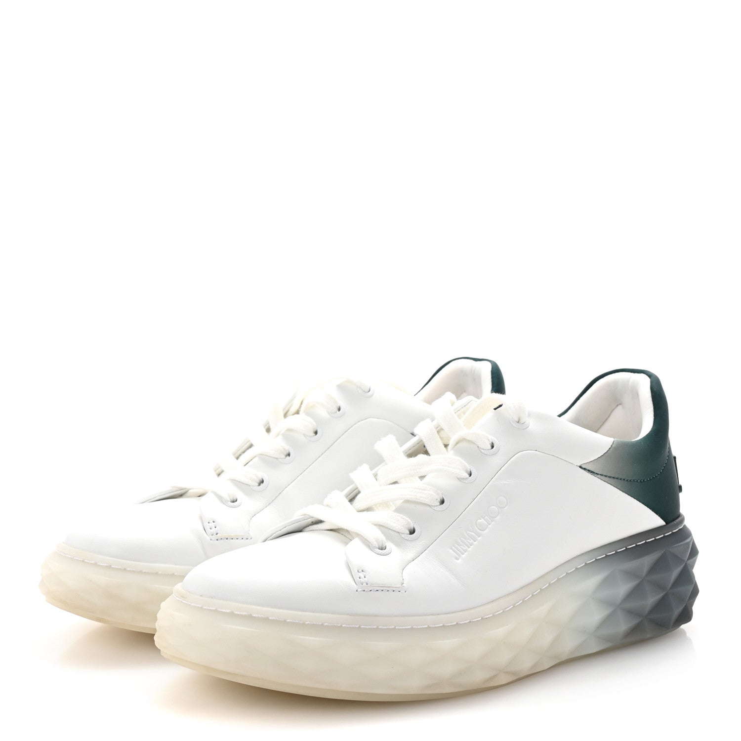 Jimmy Choo Nappa Diamond Maxi  F II Platform Sneakers 40 White Green Mix 4 of 9