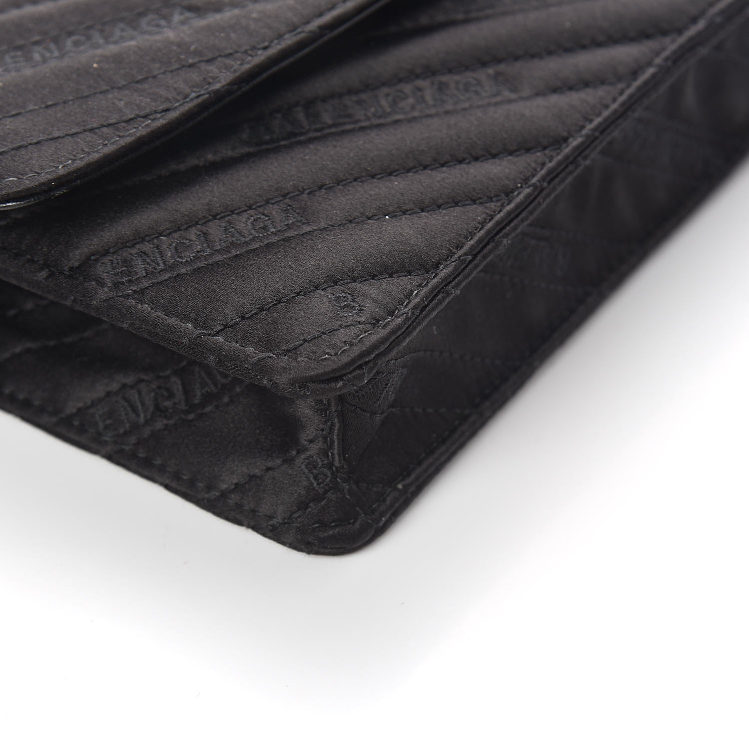 Balenciaga Satin Jacquard Logo Matelasse BB Wallet On Chain Black 9 of 9