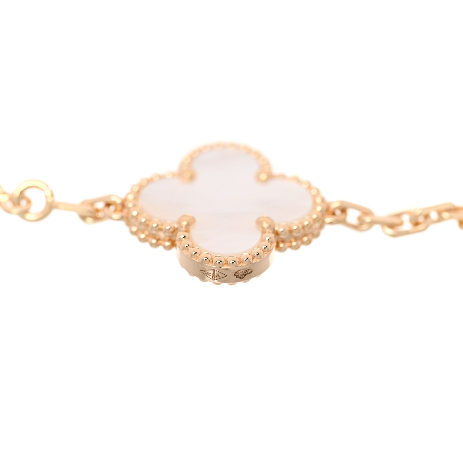 Van Cleef & Arpels 18K Yellow Gold Mother of Pearl 5 Motifs Vintage Alhambra Bracelet 4 of 5