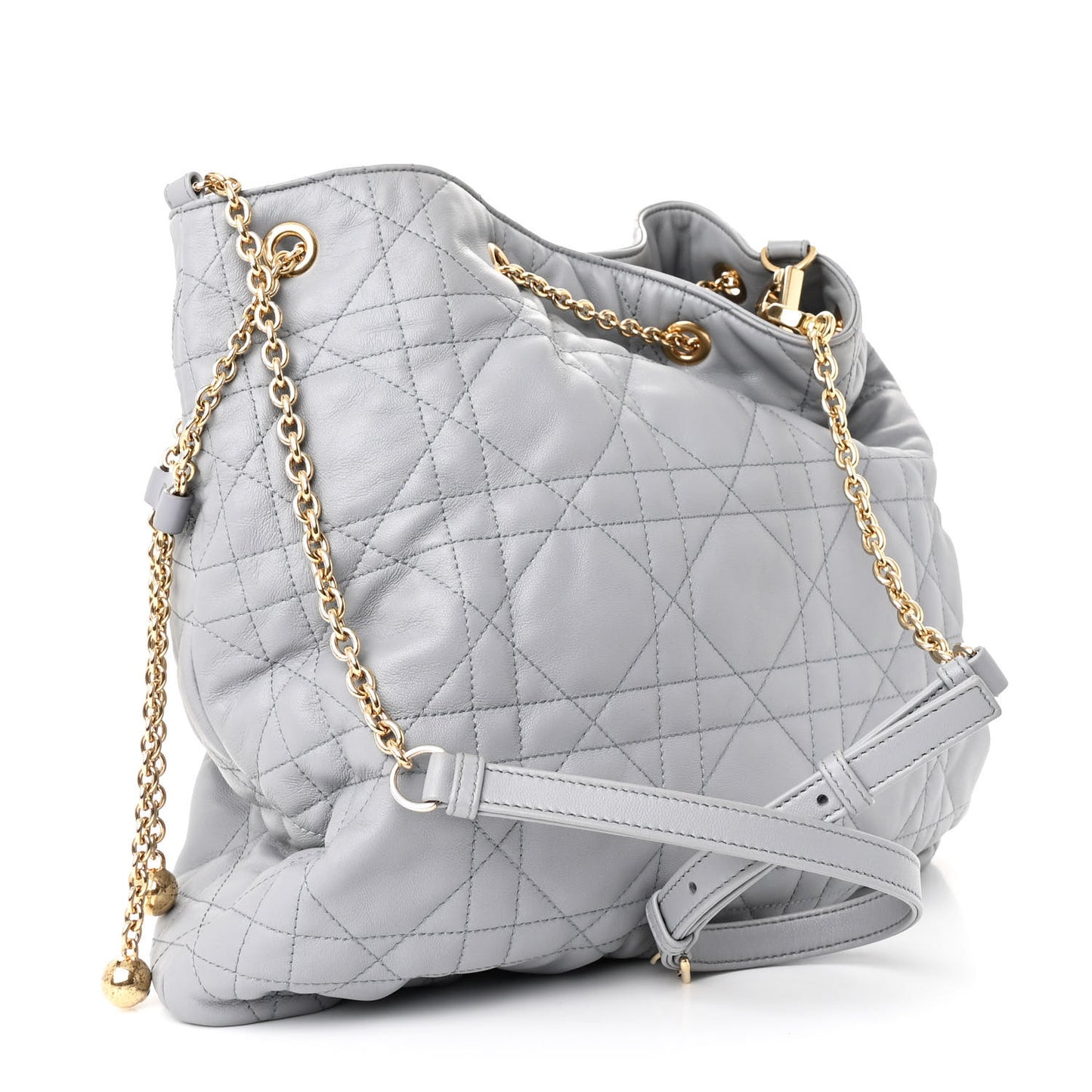 Lambskin Supple Macrocannage Ammi Bag Grey
