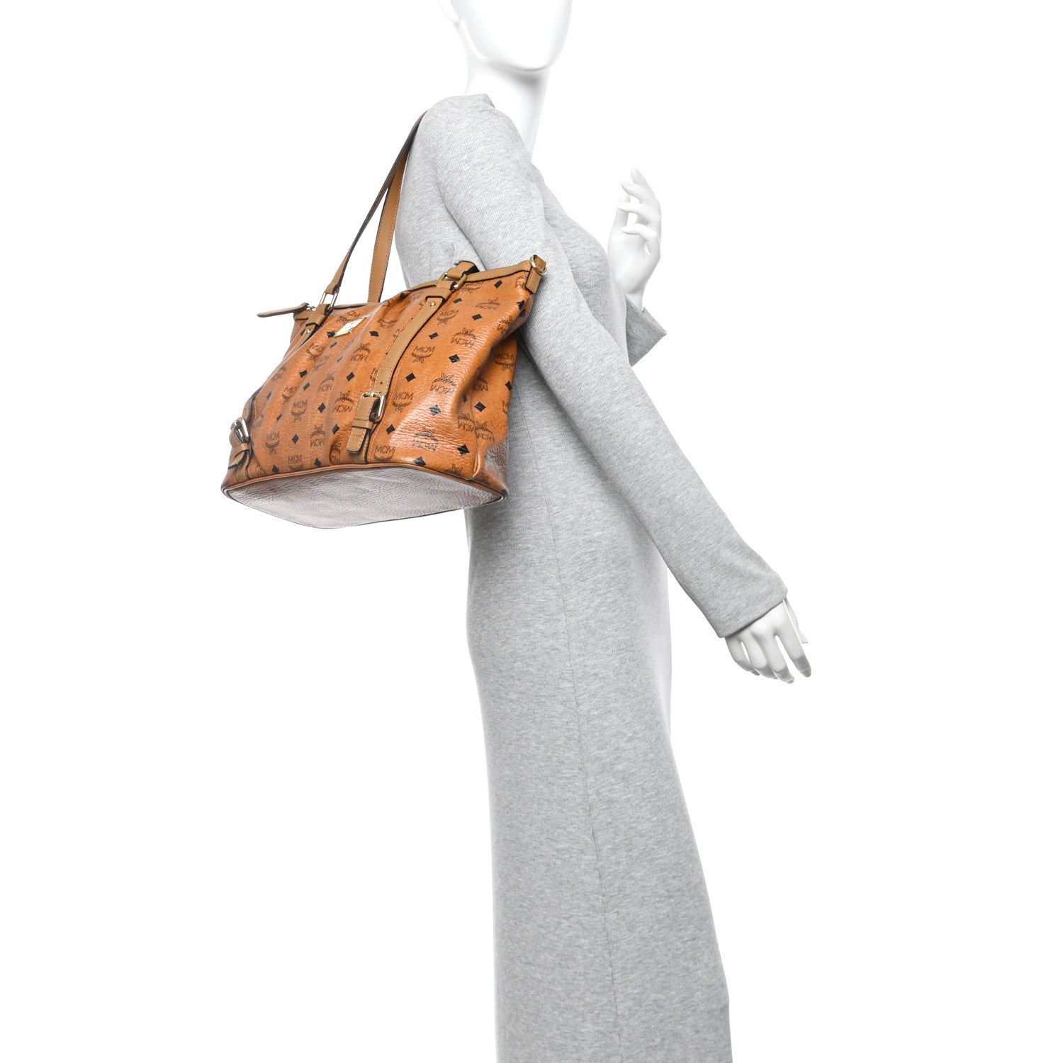 MCM Visetos Medium Essentials Shopper Tote Cognac 2 of 11