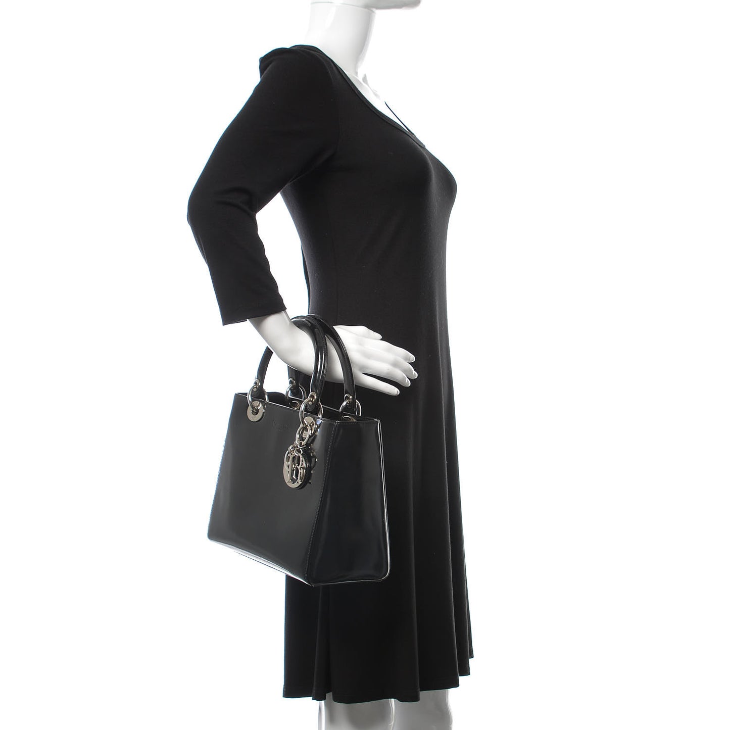 Patent Medium Lady Dior Black