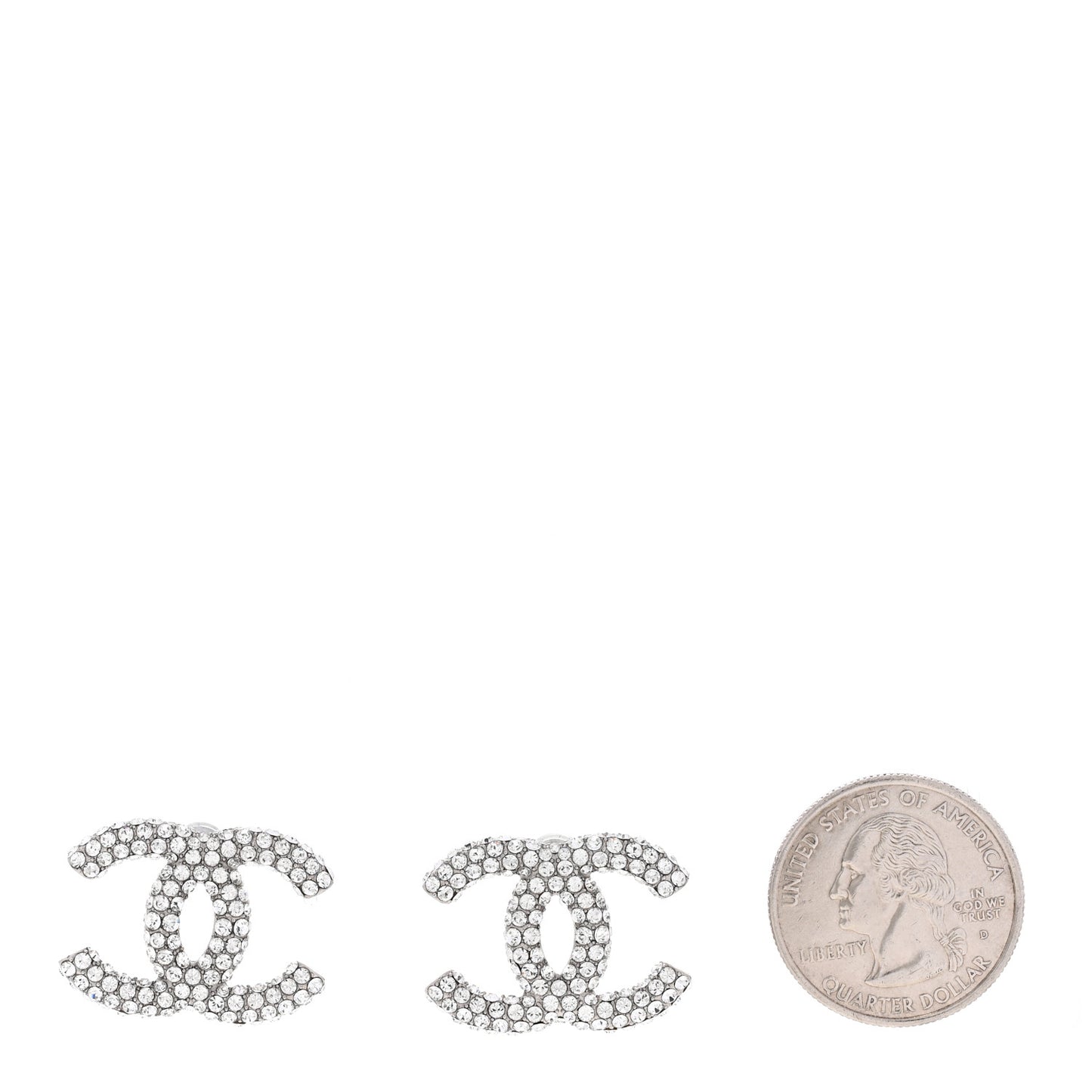 Crystal CC Treasure Chest Earrings Silver