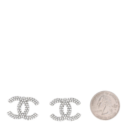 Chanel Crystal CC Treasure Chest Earrings Silver 2 of 5