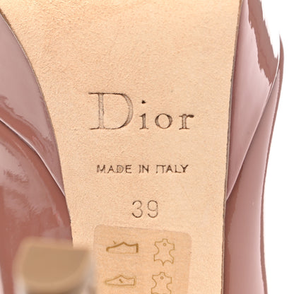 Christian Dior Patent Metal Cannage Peep Toe Pumps 39 Nude 6 of 13