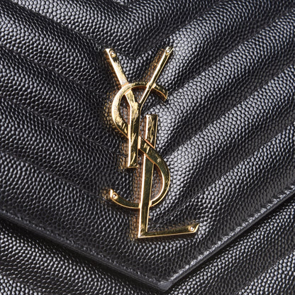 Saint Laurent Grain De Poudre Matelasse Chevron Monogram Chain Wallet Black 11 of 16
