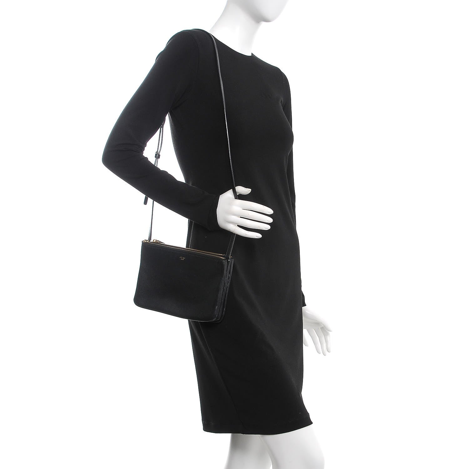 Celine Lambskin Small Trio Crossbody Bag Black 2 of 18
