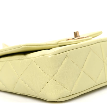 Chanel Shiny Caviar Quilted Mini Chain Messenger Flap Bag Yellow 9 of 10