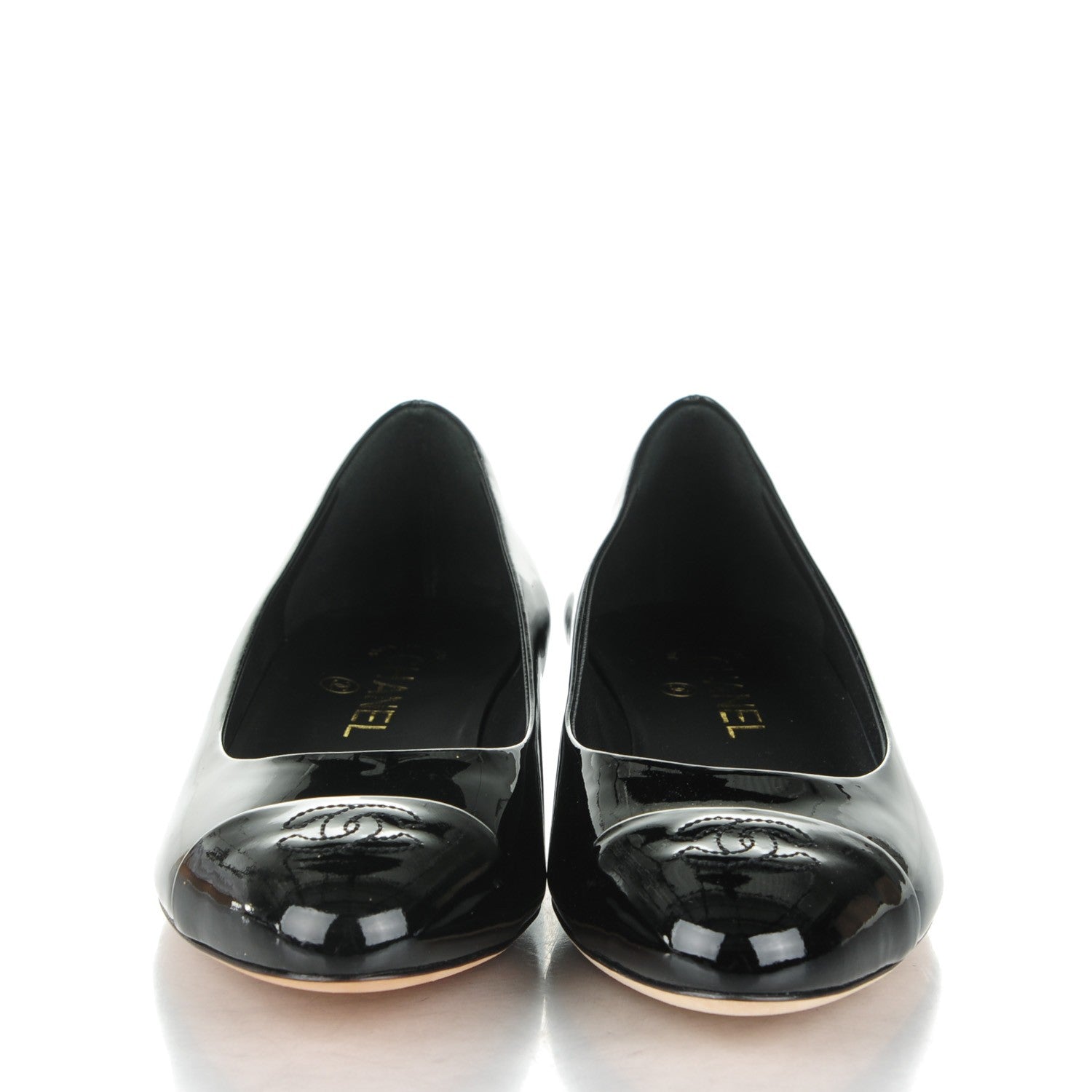 Chanel Patent Calfskin Cap Toe Ballerina Flats 38 Black 2 of 7