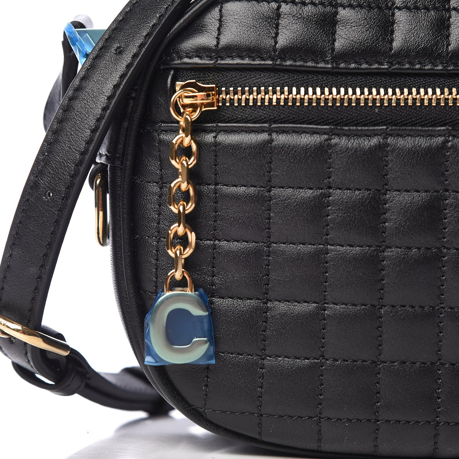 Celine Calfskin Quilted Small C Charm Bag Black 11 of 11