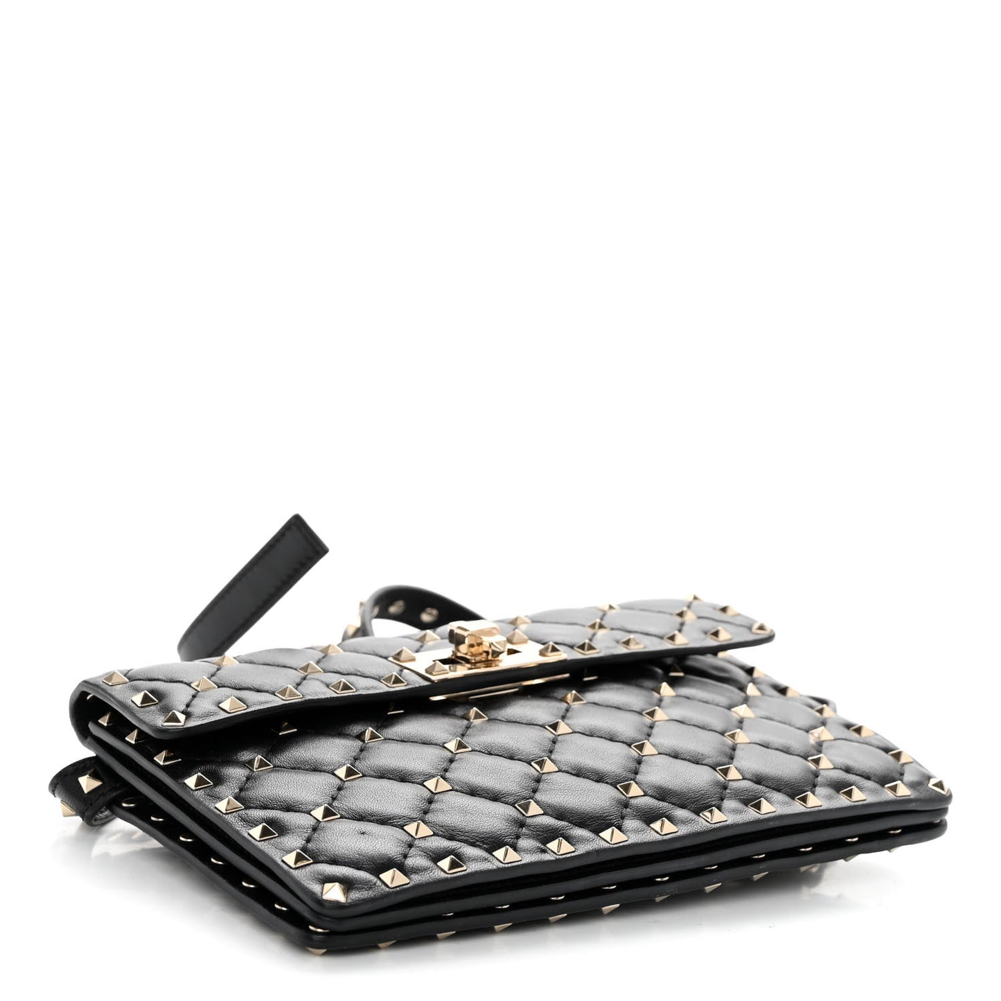 Lambskin Rockstud Spike Crossbody Bag Black