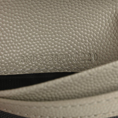 Saint Laurent Grain De Poudre Matelasse Chevron Monogram Zipped Card Case Crema Soft 7 of 15