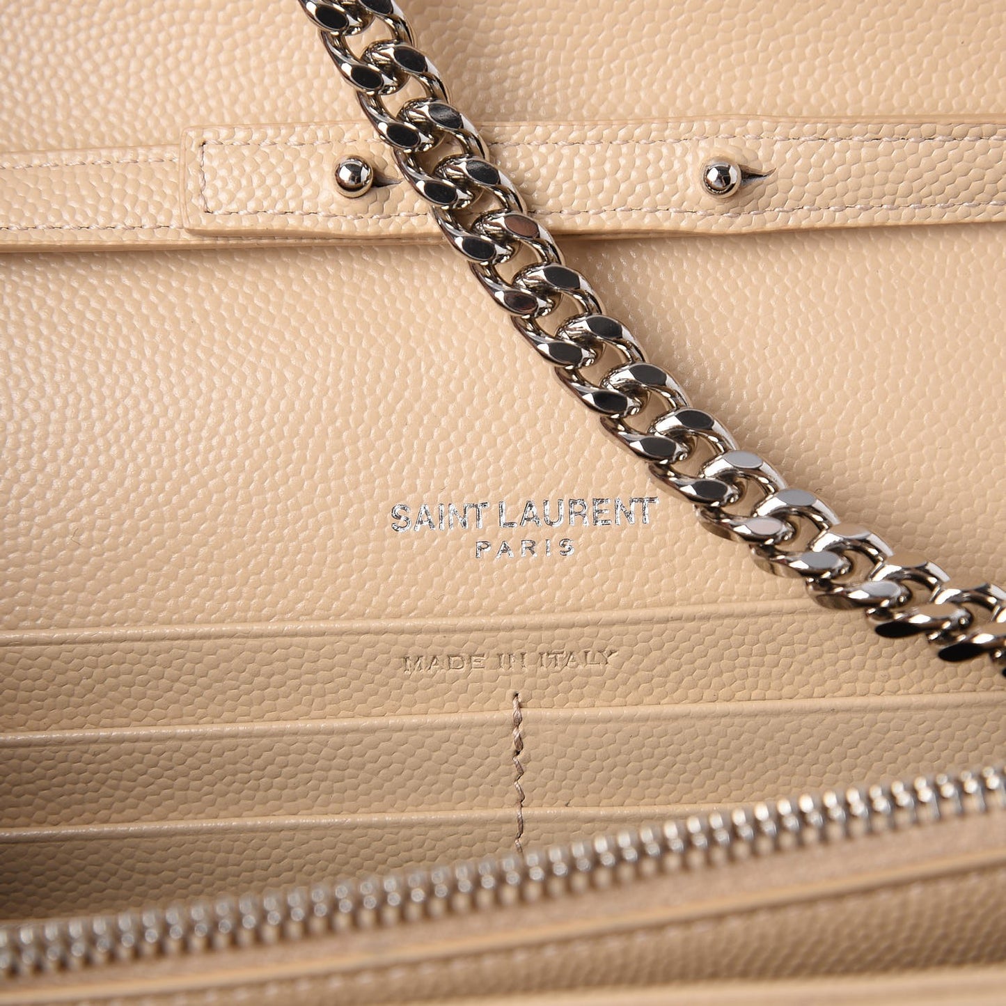 Grain De Poudre Matelasse Chevron Monogram Chain Wallet Nude Powder