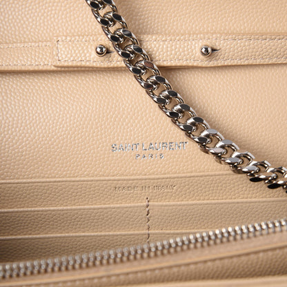Saint Laurent Grain De Poudre Matelasse Chevron Monogram Chain Wallet Nude Powder 6 of 9