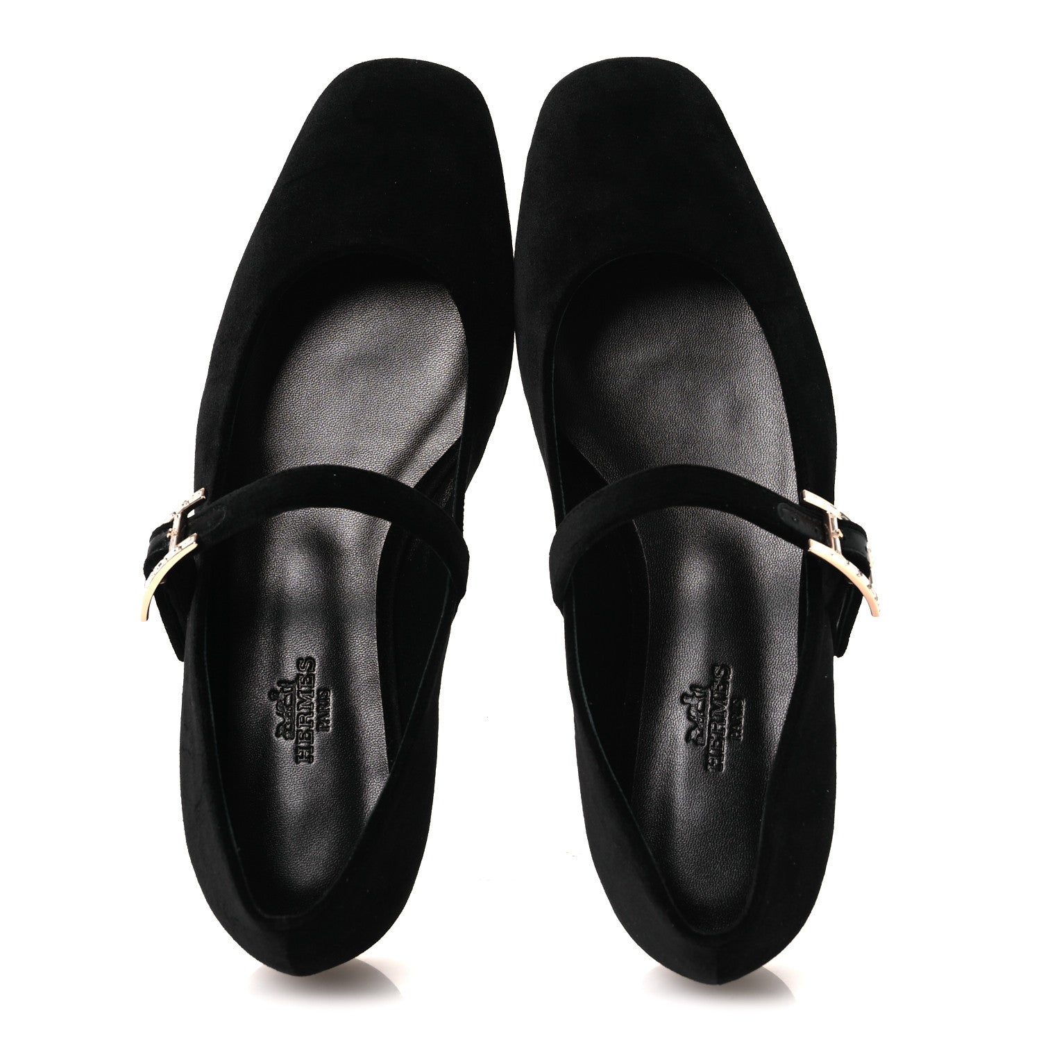 Hermes Velvet Crystal Jane Ballet Flats 37 Black 3 of 22
