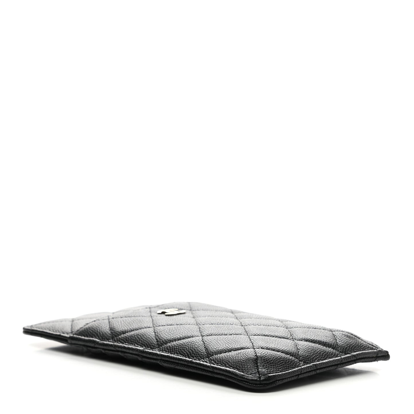 Caviar Quilted Classic Flat Wallet Pouch Black