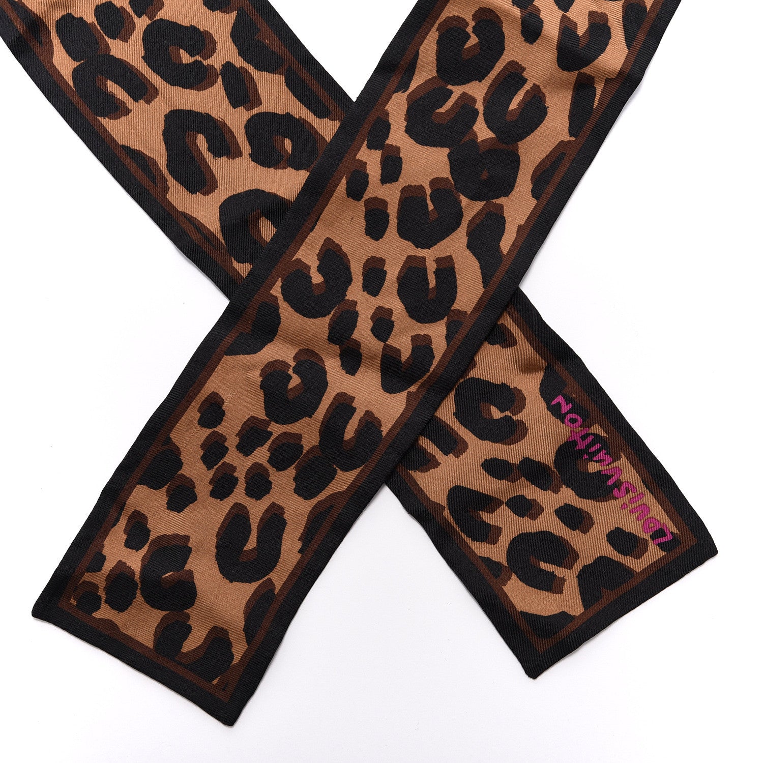 Louis Vuitton Silk Leopard Bandeau Scarf Marron 2 of 3