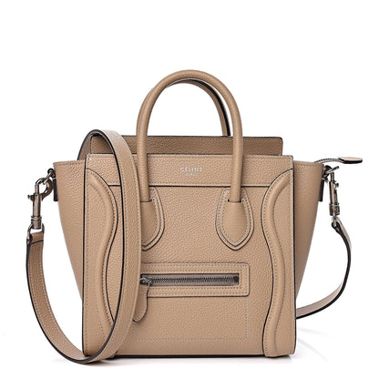 Celine Drummed Calfskin Nano Luggage Dune 1 of 9