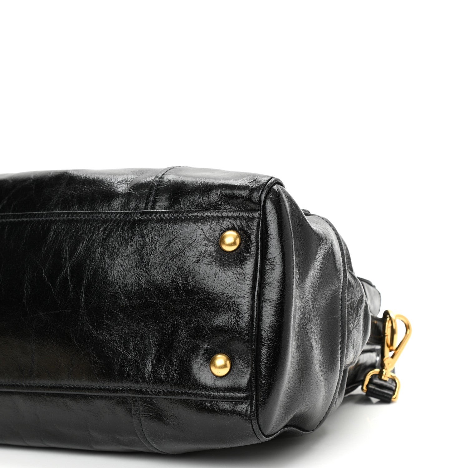 Miu Miu Vitello Shine Top Handle Satchel Black 1133942