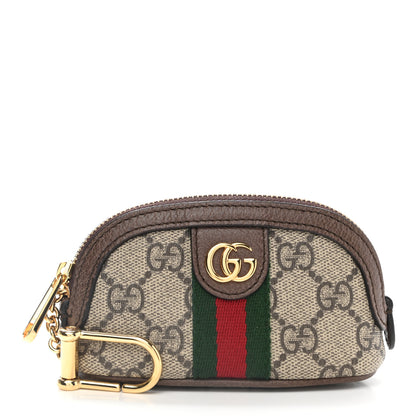 Gucci GG Supreme Monogram Web Ophidia Dome Key Pouch Beige New Acero 1 of 8