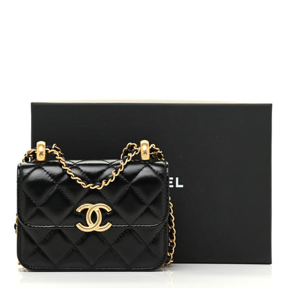 Chanel Calfskin Quilted Perfect Fit Coin Purse With Chain Black 12 of 12
