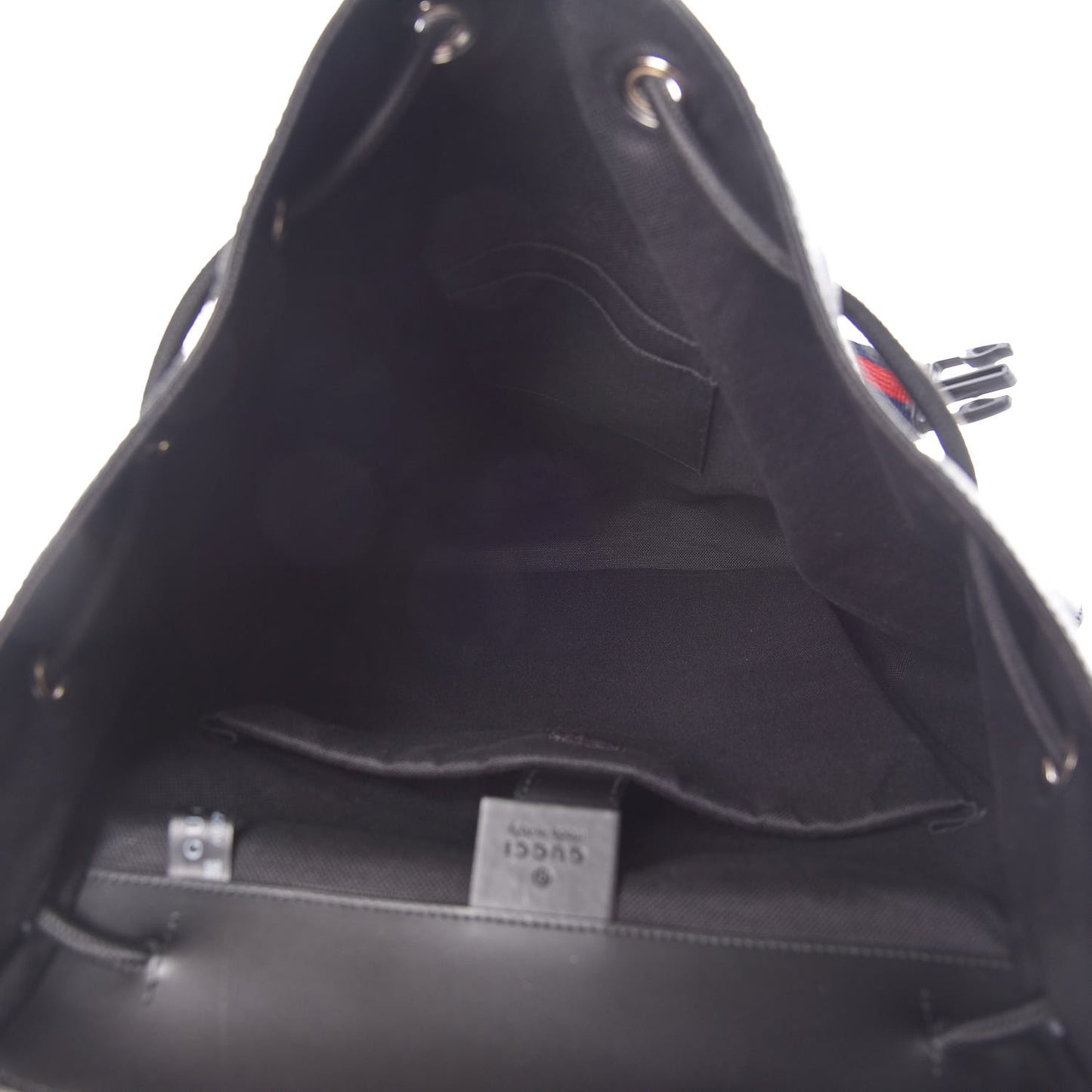 Soft GG Supreme Monogram Appia Calfskin Web Double Buckle Backpack Black