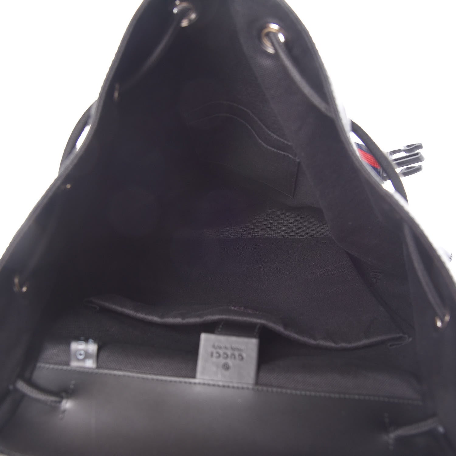 Gucci Soft GG Supreme Monogram Appia Calfskin Web Double Buckle Backpack Black 5 of 10