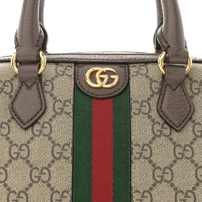 Gucci GG Supreme Monogram Textured Dollar Calfskin Web Mini Ophidia Top Handle Bag Beige Ebony New Acero 9 of 12