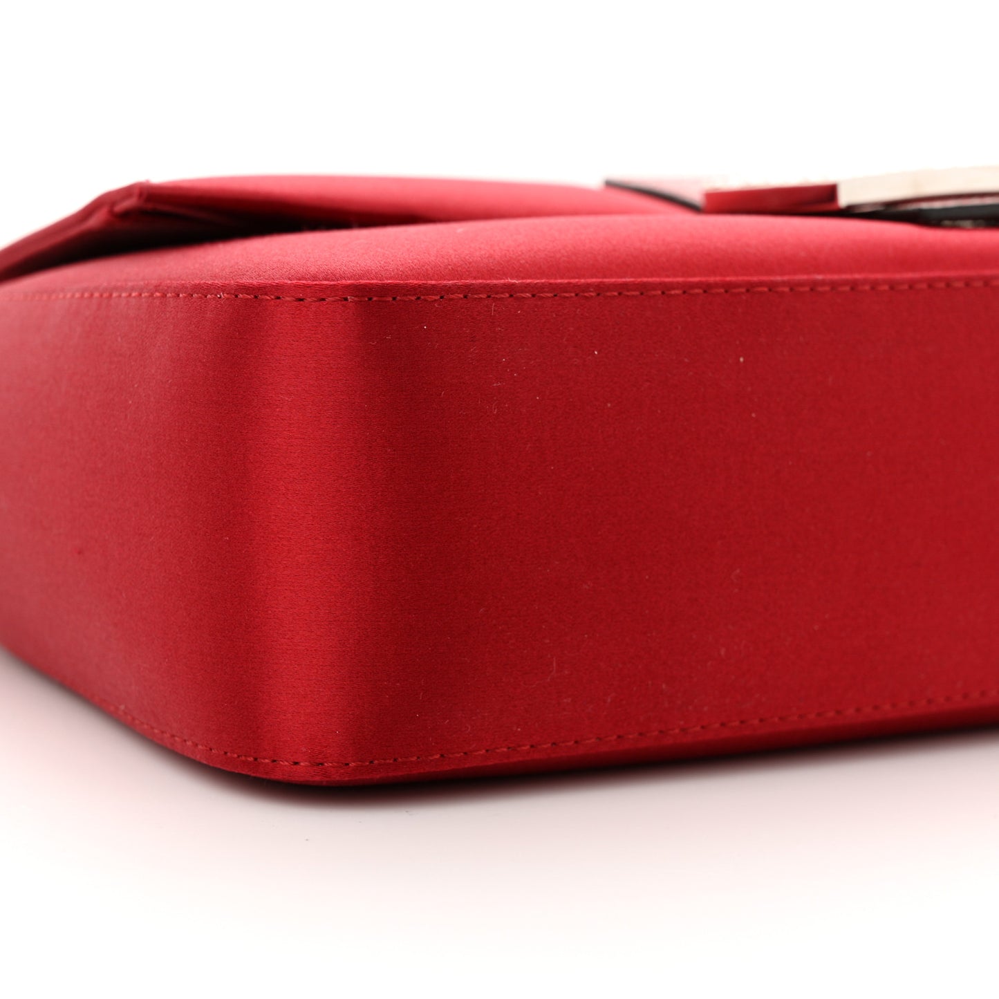 Satin Karung Crystal Baguette Rosso Scuro