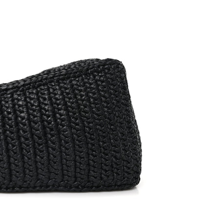 Prada Yarn Raffia Effect Crochet Triangle Shoulder Bag Black 9 of 10