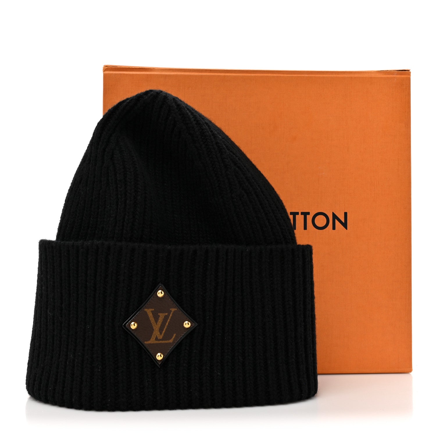 Louis Vuitton Wool LV initials Monogram Beanie Hat Black 6 of 6