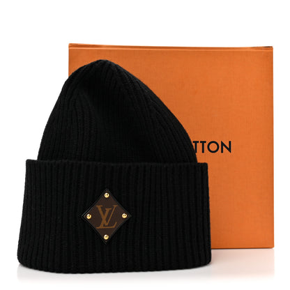 Louis Vuitton Wool LV initials Monogram Beanie Hat Black 6 of 6